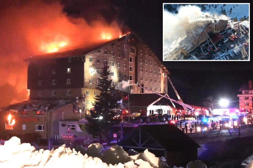 At least 10 dead, 32 injured in a hotel fire at a ski resort in northwestern Turkey