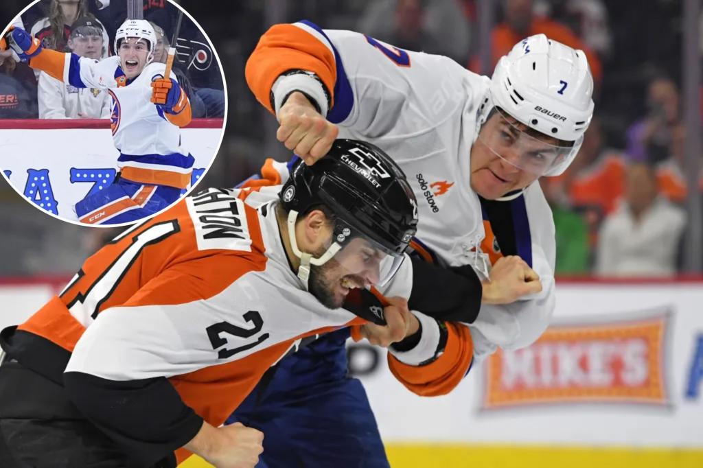 Islanders blank Flyers in chippy affair as win streak reaches six