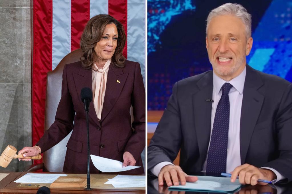 Jon Stewart talks Kamala Harris admitting defeat to Trump before Congress