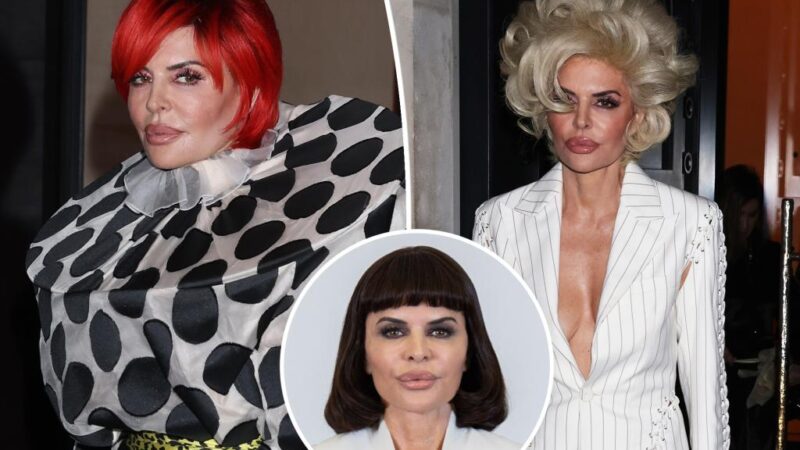 Lisa Rinna shows off a parade of wacky wigs at Paris Couture Week