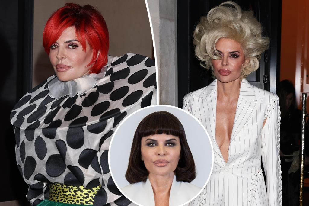 Lisa Rinna shows off a parade of wacky wigs at Paris Couture Week