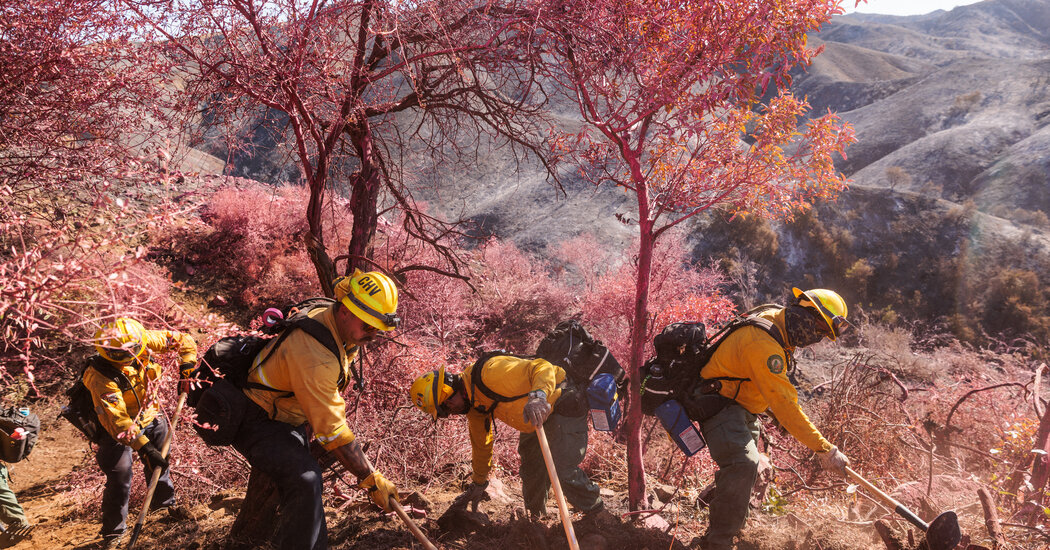 Mexican Firefighters Watch for Hot Spots From the Palisades Fire