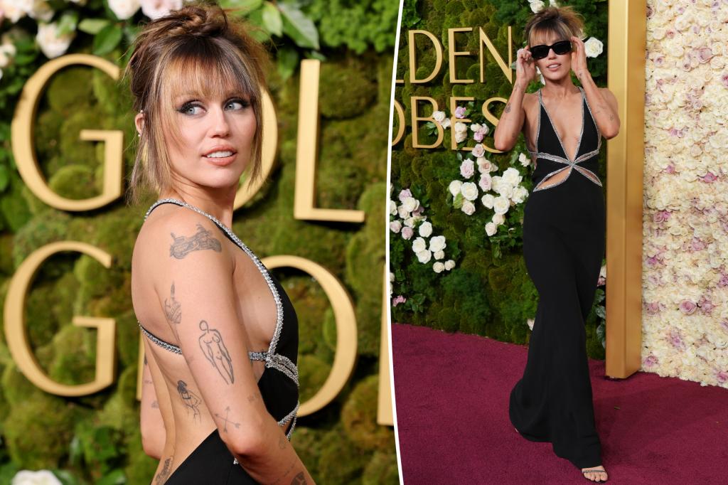 Miley Cyrus goes rock ‘n’ roll chic on Golden Globes 2025 red carpet