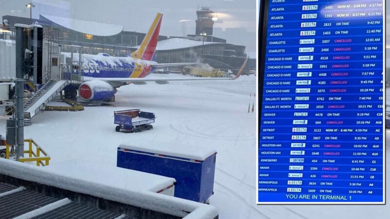 Nearly 2,000 flights delayed or canceled as winter storm bashes Plains, mid-Atlantic