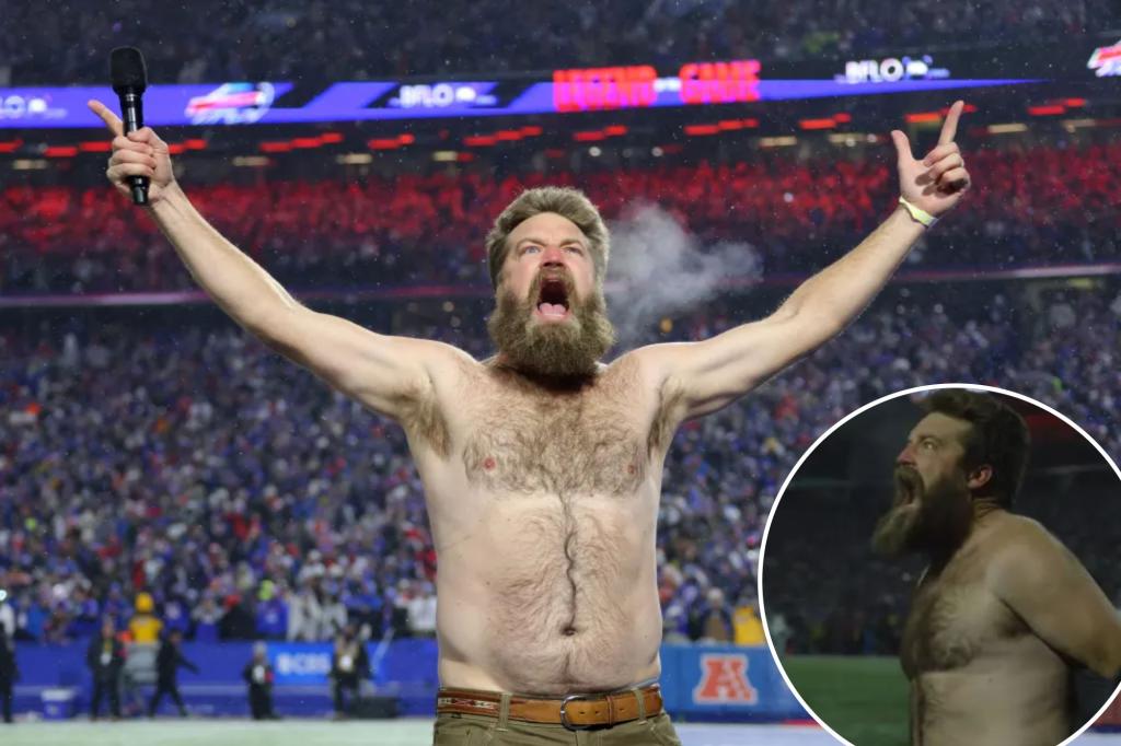 Ryan Fitzpatrick goes shirtless in freezing temps to hype Bills fans