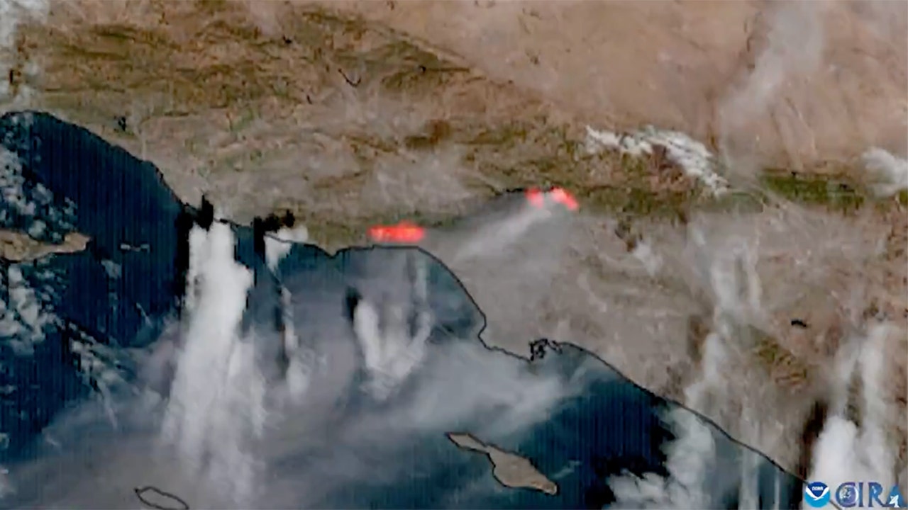 Space satellites track destructive path of 8 California wildfires