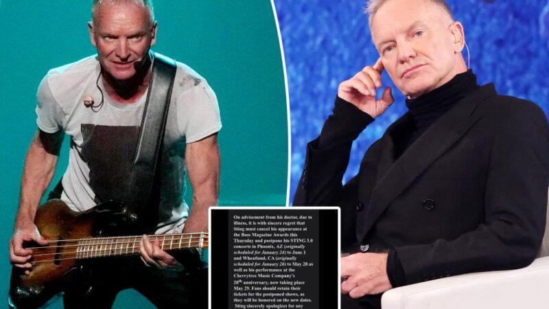 Sting postpones multiple US concerts due to throat infection