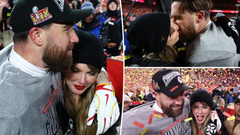 Taylor Swift kisses Travis Kelce after Chiefs defeat Bills to play in Super Bowl