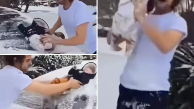 Texas man uses 3-month-old baby to wipe snow off Hyundai in TikTok video