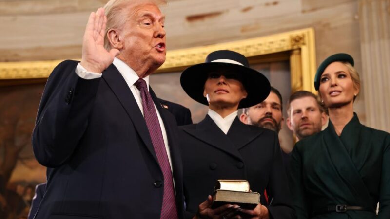 Trump did not place hand on Bible for oath of office