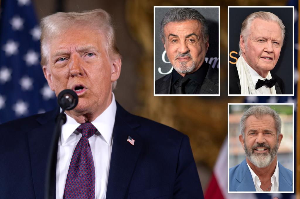 Trump names Sylvester Stallone, Mel Gibson and Jon Voight as ambassadors to ‘troubled’ Hollywood