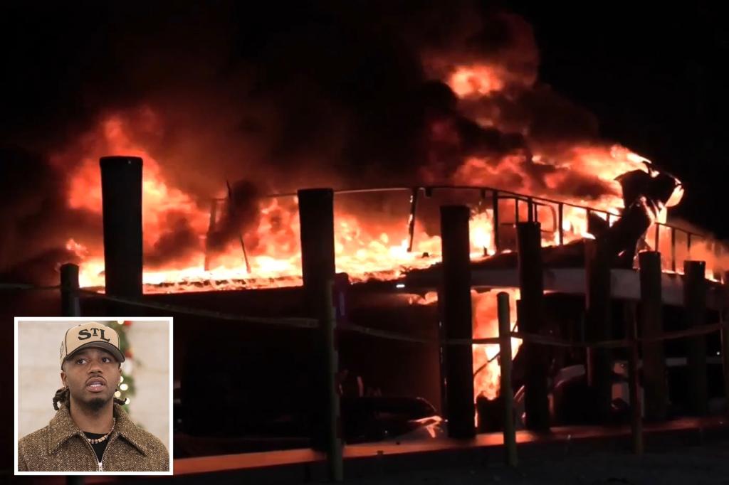 Yacht rented by hip-hop producer Metro Boomin bursts into flames outside popular Miami strip club 