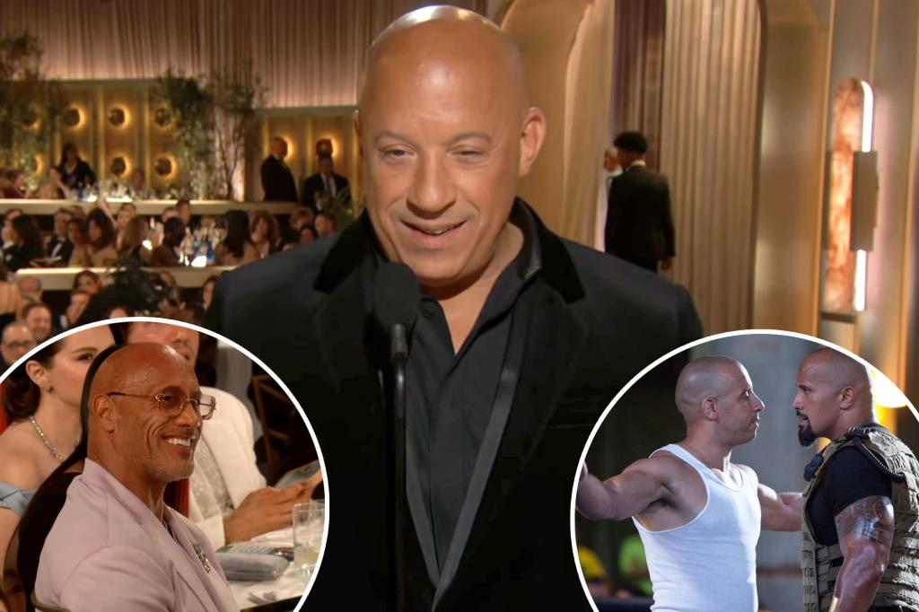 Vin Diesel gives The Rock shout-out at Golden Globes 2025 after feud