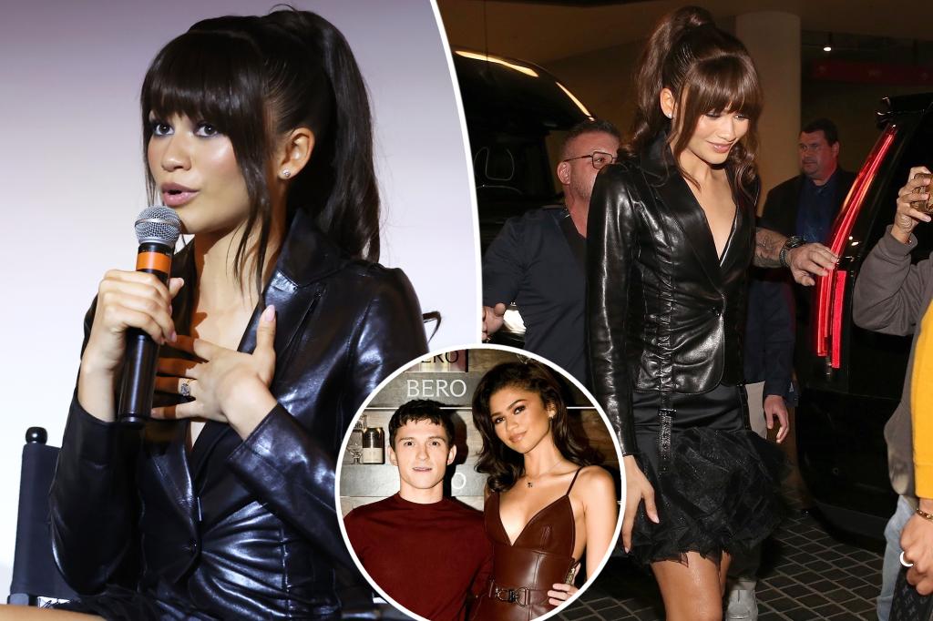 Zendaya kicks off fiancée era with edgy leather look after Tom Holland engagement