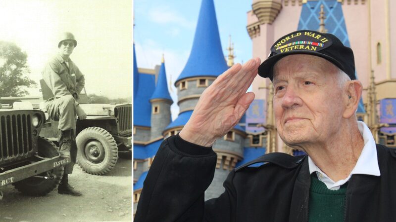 Disney’s Magic Kingdom honors 100-year-old WWII veteran during flag retreat ceremony