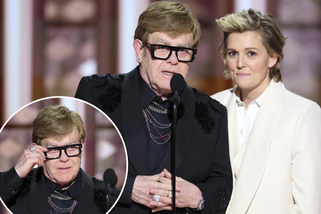 Elton John jokes about eyesight issues at Golden Globes 2025