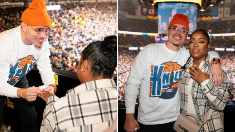 Knicks fan proposes to girlfriend at Thunder game