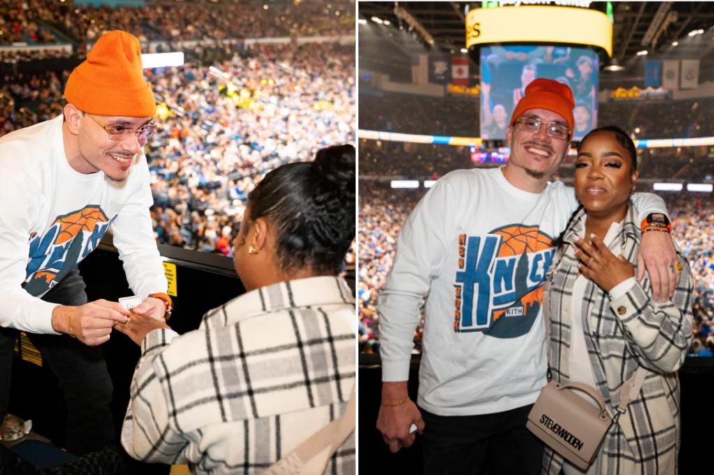 Knicks fan proposes to girlfriend at Thunder game