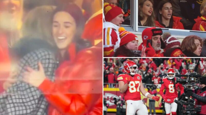 Taylor Swift, Caitlin Clark hug after Travis Kelce TD during Chiefs game