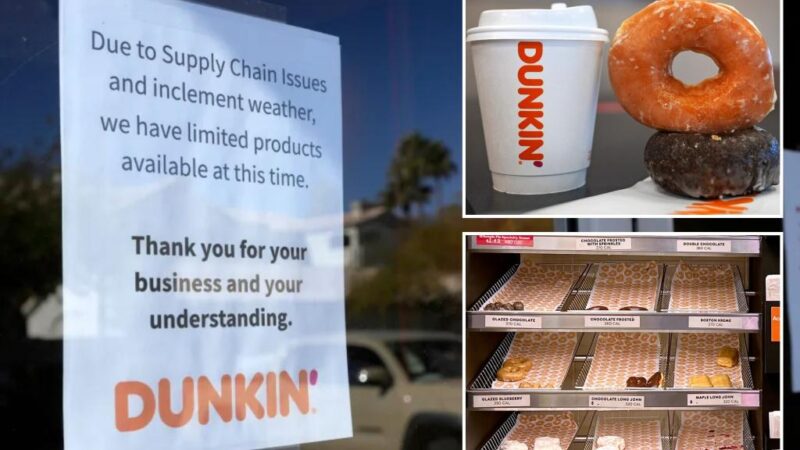 Some US states not running on Dunkin’ doughnuts due to temporary supply shortage