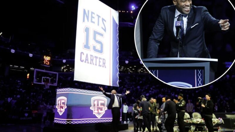 Vince Carter gets ’emotional’ during Nets’ jersey retirement ceremony