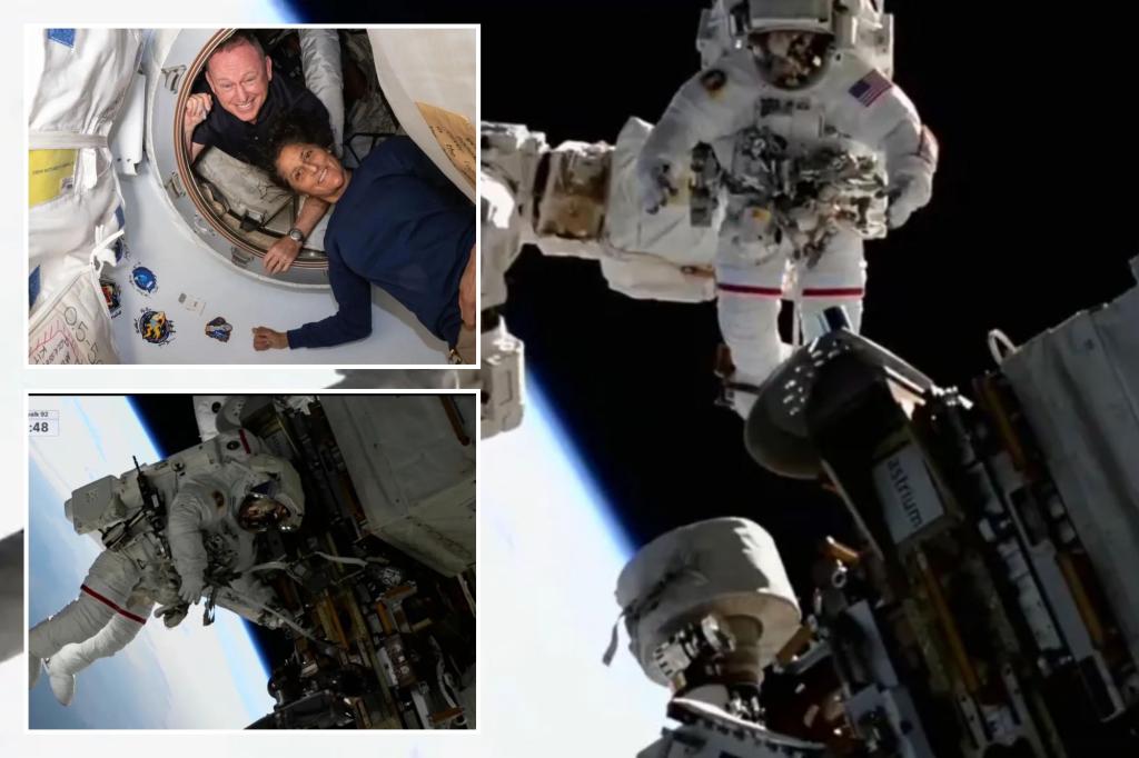 NASA’s 2 stranded astronauts take first spacewalk together after 8 months stuck