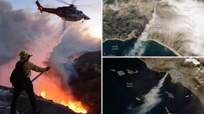 Smoke from LA wildfires visible from space in satellite images