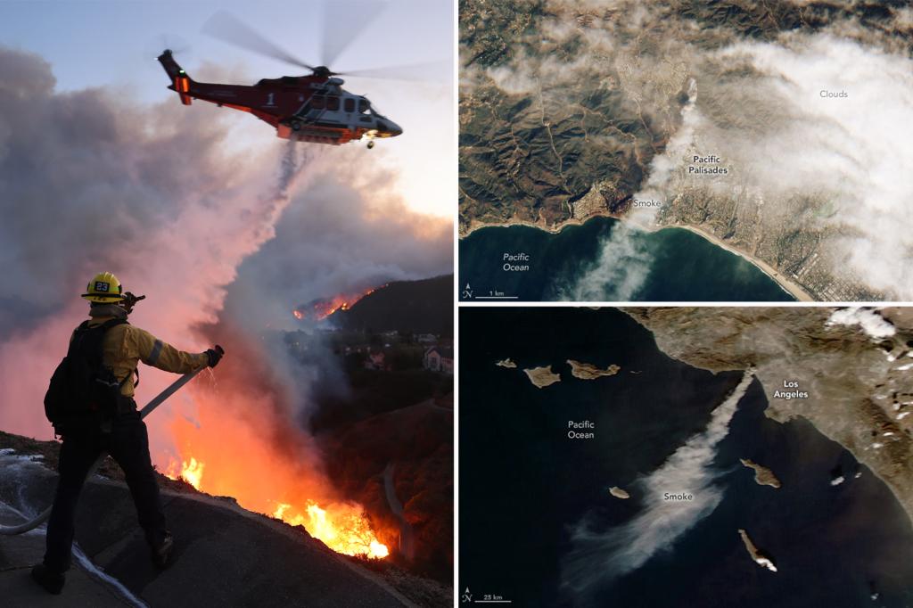 Smoke from LA wildfires visible from space in satellite images