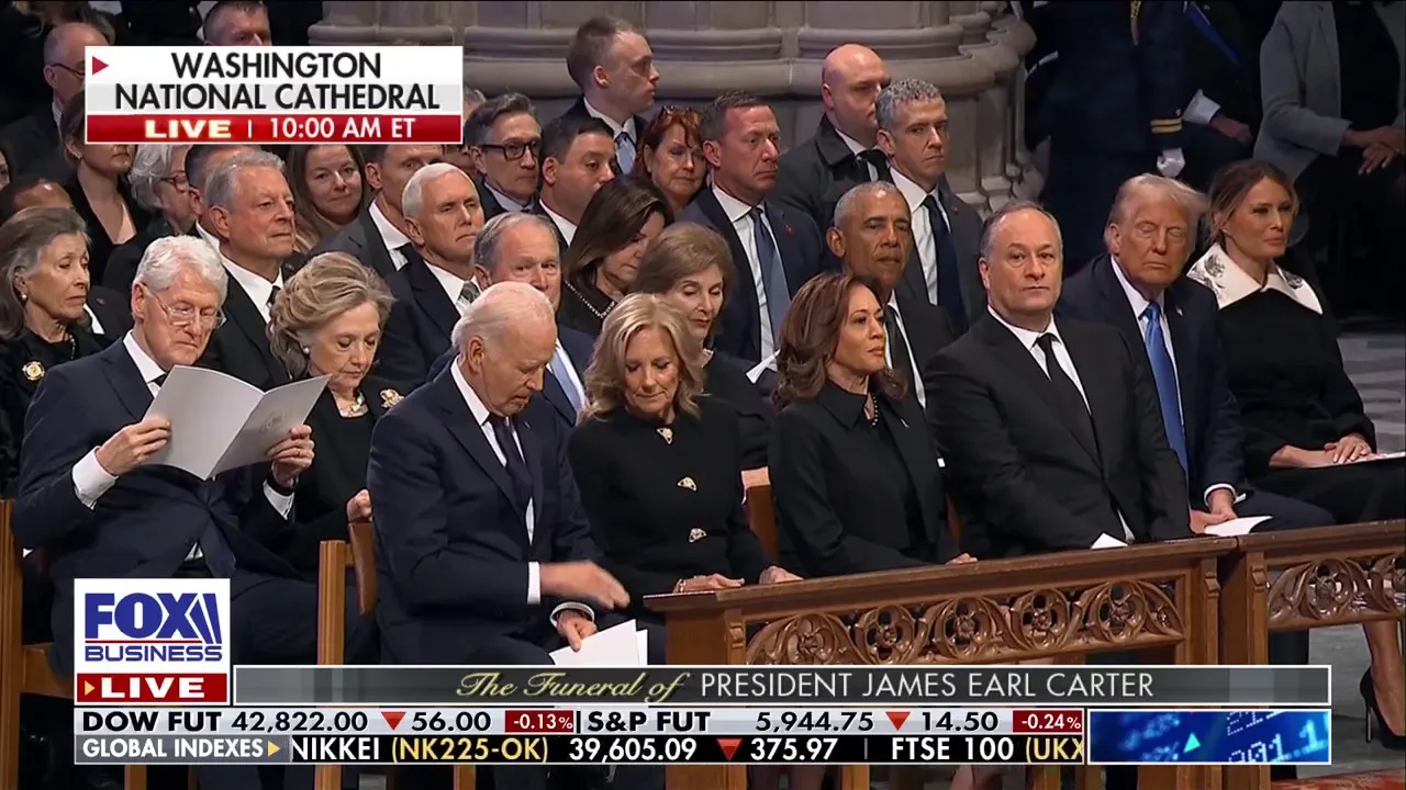 Trump chats up Obama while Clintons, Harris, ignore president-elect at Jimmy Carter funeral