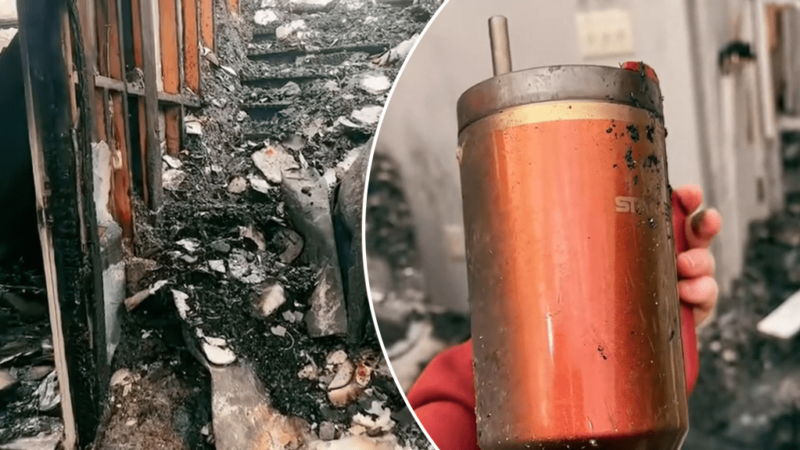 Georgia couple loses ‘everything’ in house fire except Stanley cup that miraculously managed to survive (Video)