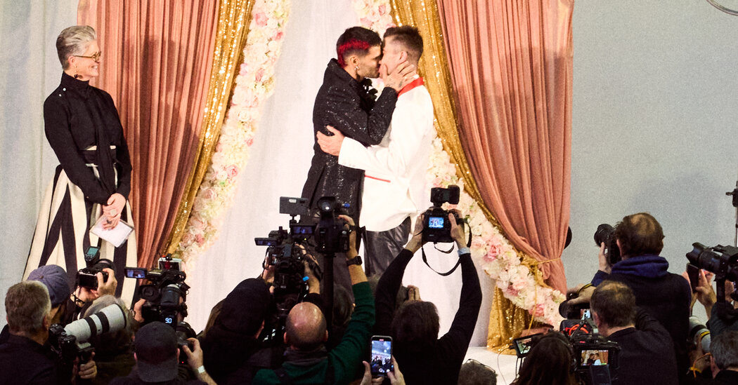 Jordan Bowen and Luca Marchetto of JordanLuca Marry at Their Milan Show