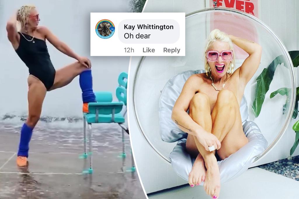 Flesh-flashing influencer, 54, branded as ‘pathetic’ for wearing skimpy leotard in public: ‘Arrest her’