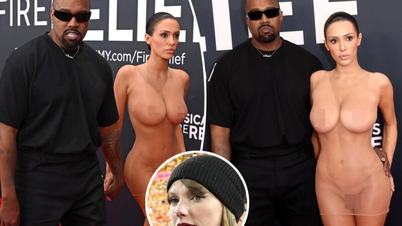 Kanye West, fully-nude wife show up to Grammys 2025 after trolling Taylor Swift