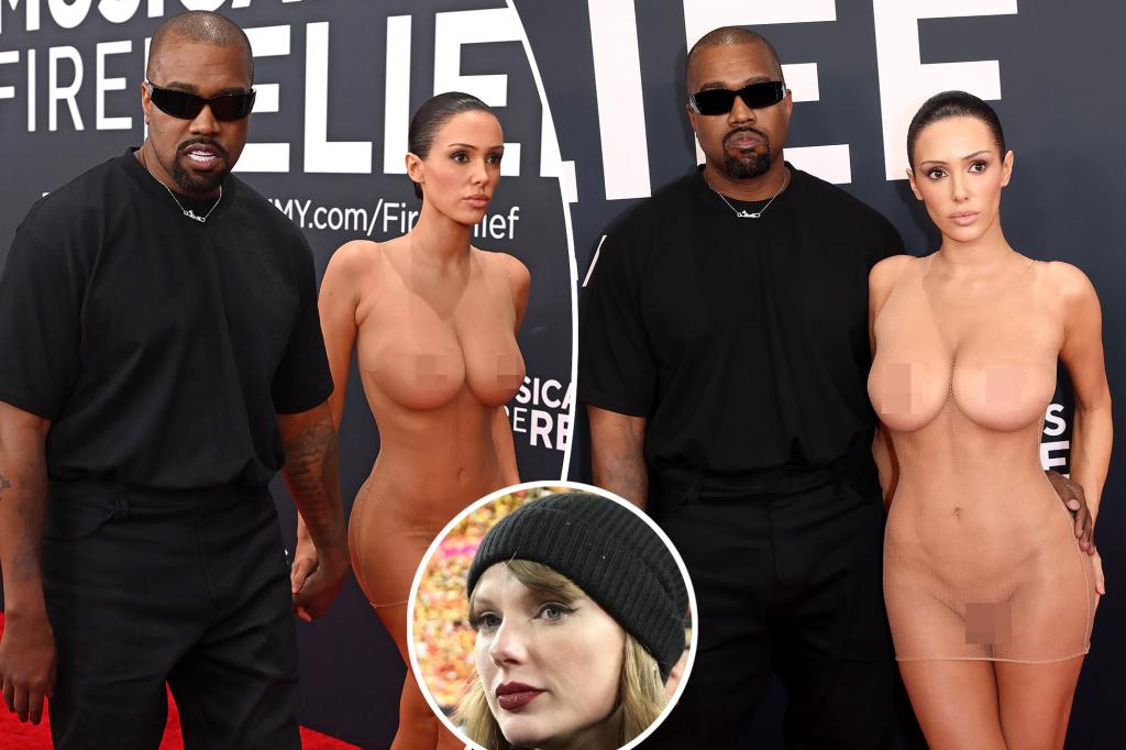 Kanye West, fully-nude wife show up to Grammys 2025 after trolling Taylor Swift