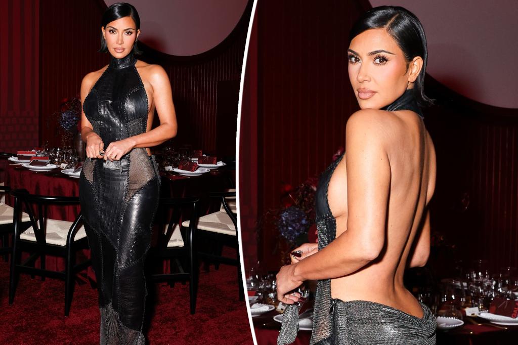 Kim Kardashian wears low-backed gown at Fifteen Percent Pledge Gala 2025