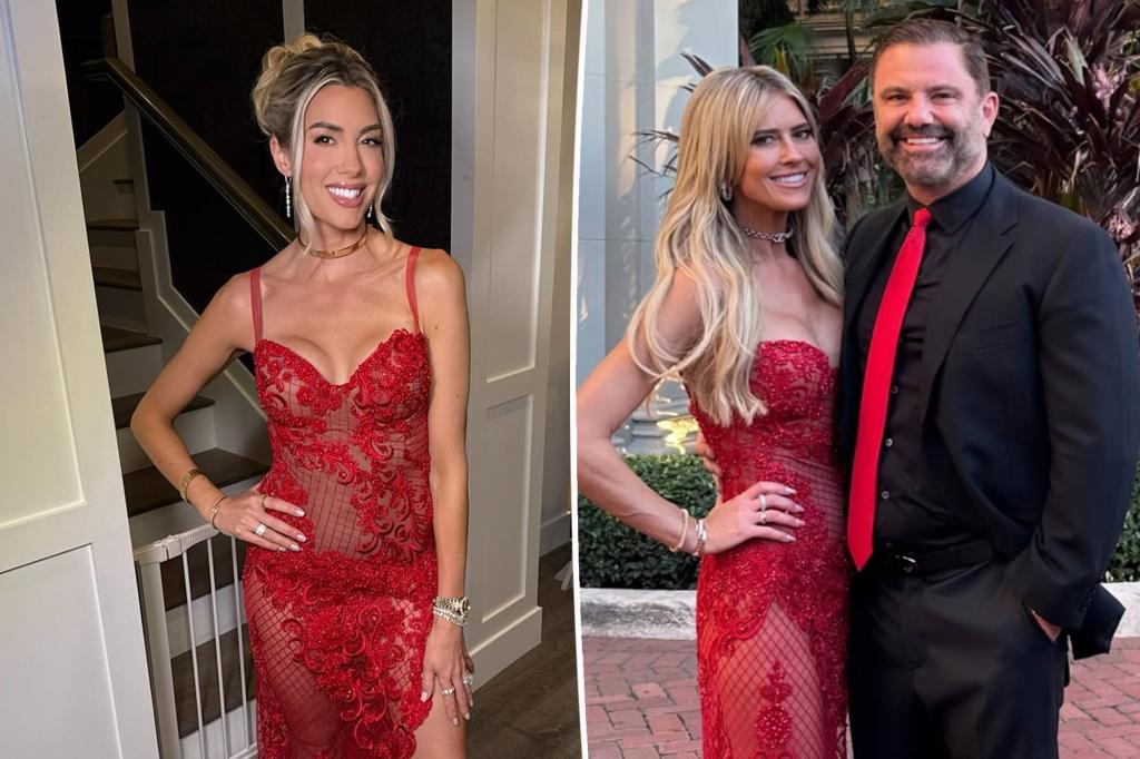 Christina Hall borrows red lace dress from Heather Rae Young for night out with boyfriend