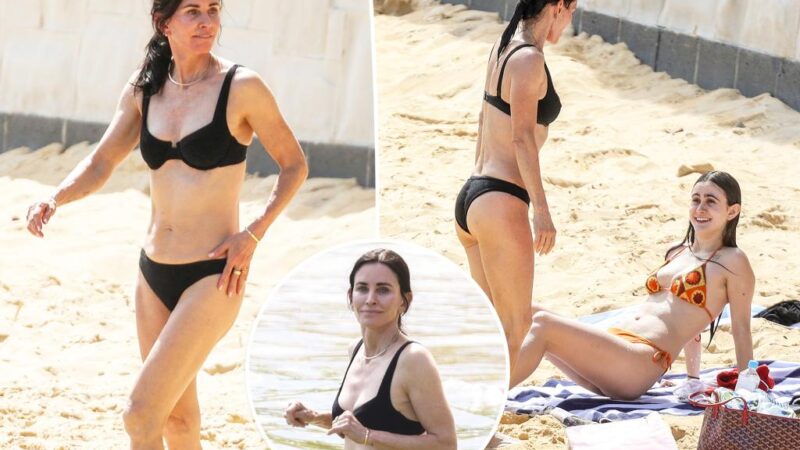 Bikini-clad Courteney Cox and look-alike daughter stun on beach