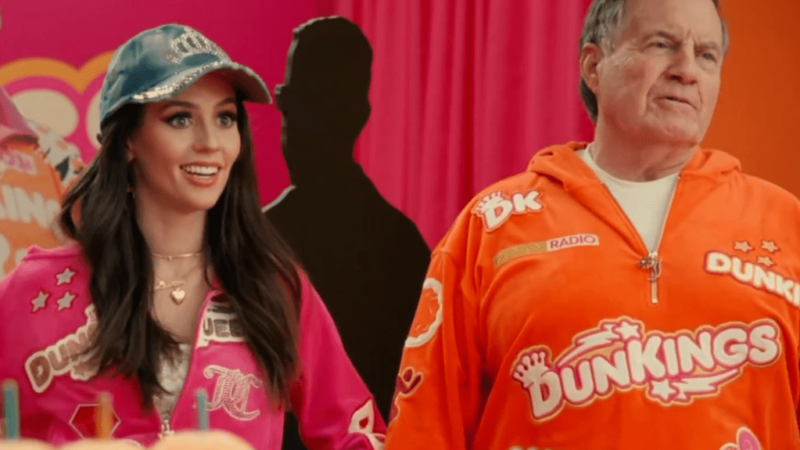 Bill Belichick appears with his girlfriend Jordon Hudson in Dunkin’ Super Bowl ad (Video)