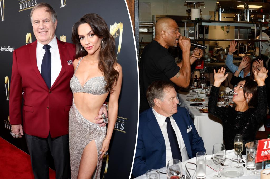 Bill Belichick’s much younger girlfriend Jordon Hudson has a blast when classic rapper plays Rao’s Super Bowl bash