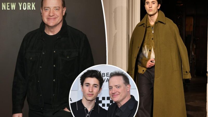 Brendan Fraser supports son Holden at Todd Snyder fashion show during NYFW