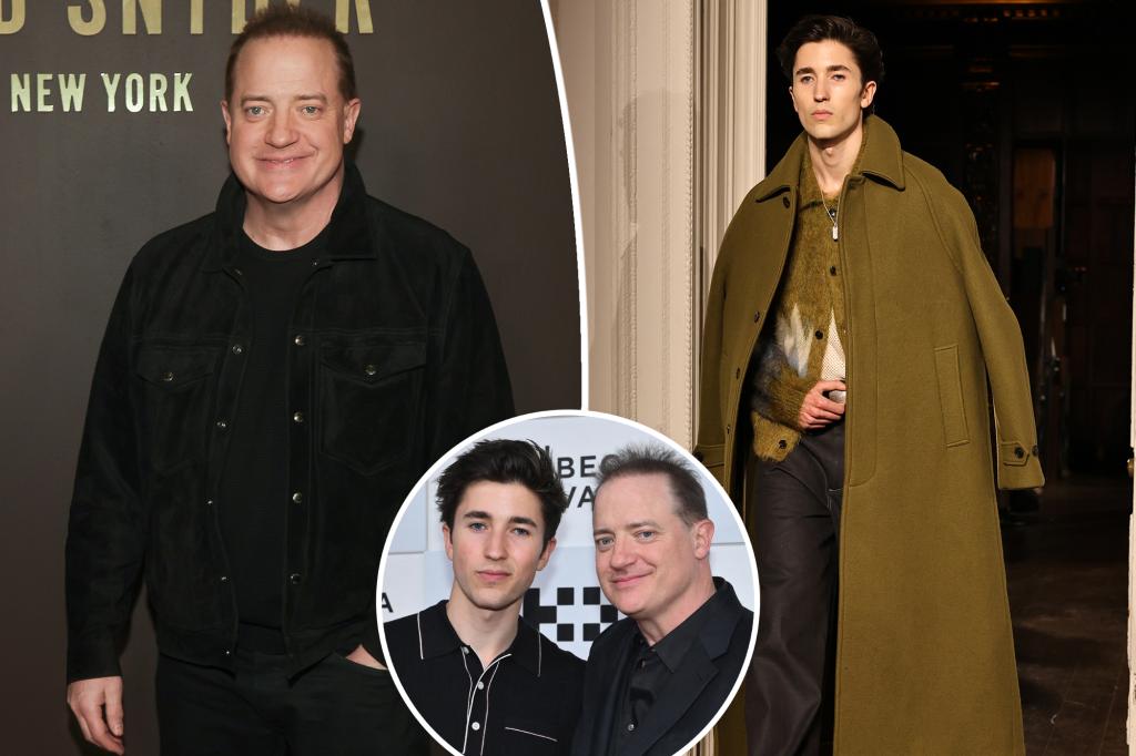 Brendan Fraser supports son Holden at Todd Snyder fashion show during NYFW