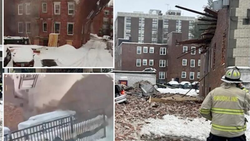 Bricks bury Boston-area street in shocking caught-on-video building collapse: ‘A really loud boom’