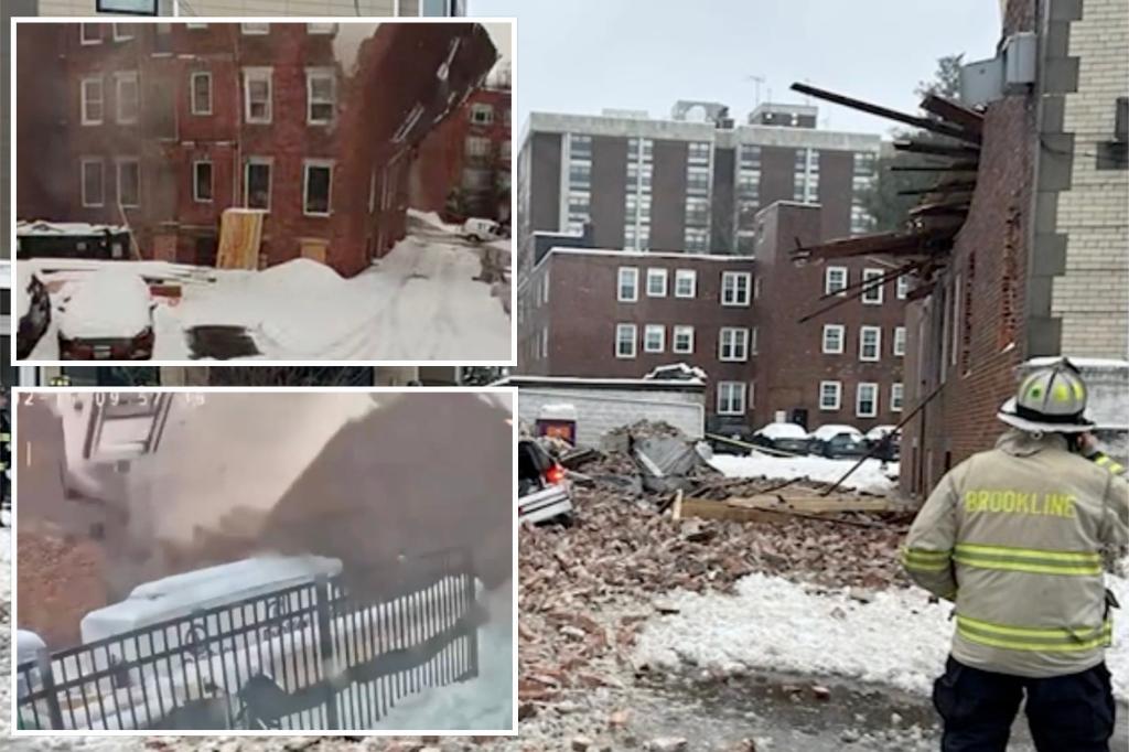 Bricks bury Boston-area street in shocking caught-on-video building collapse: ‘A really loud boom’