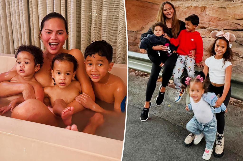 Chrissy Teigen defends taking ‘coconut milk bath’ with kids