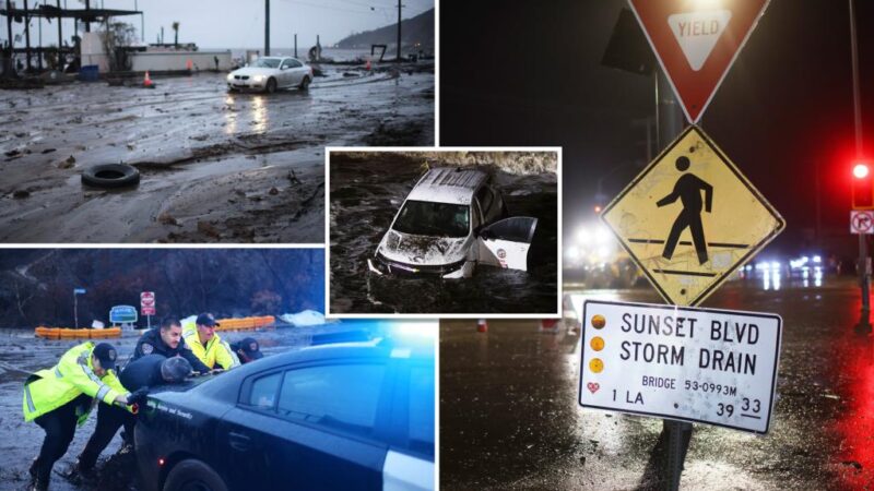 Fire-ravaged LA County hit with mudslides, flooding as heavy rain drenches region