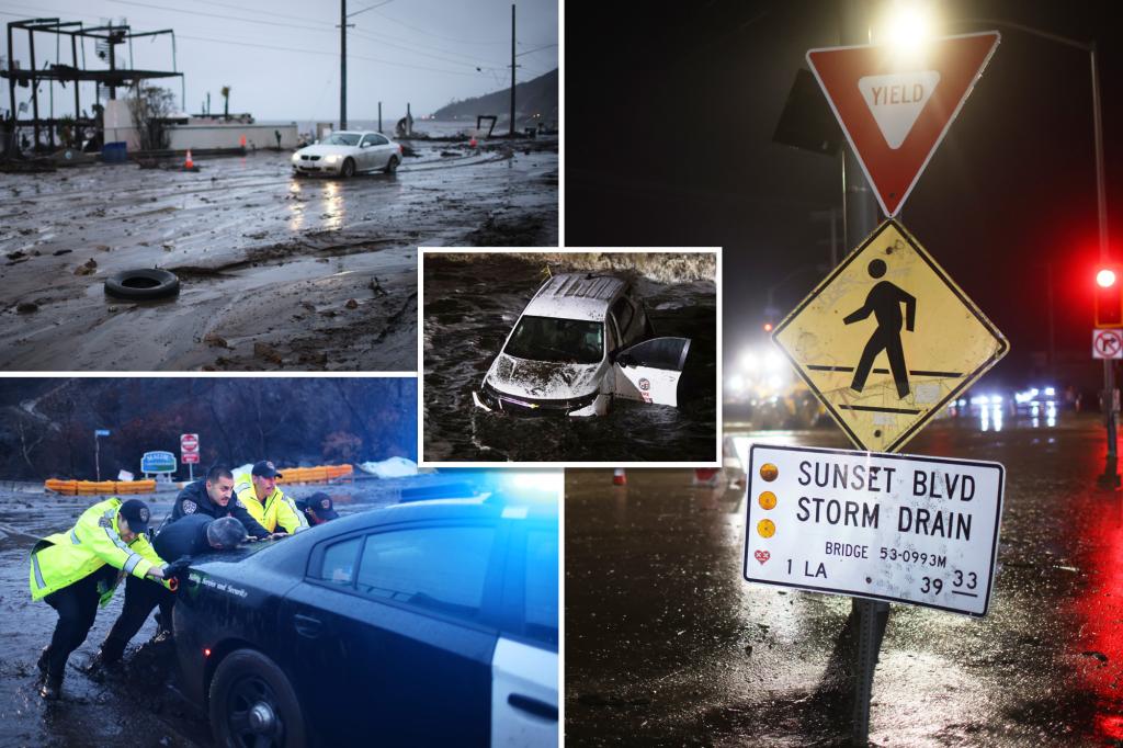 Fire-ravaged LA County hit with mudslides, flooding as heavy rain drenches region