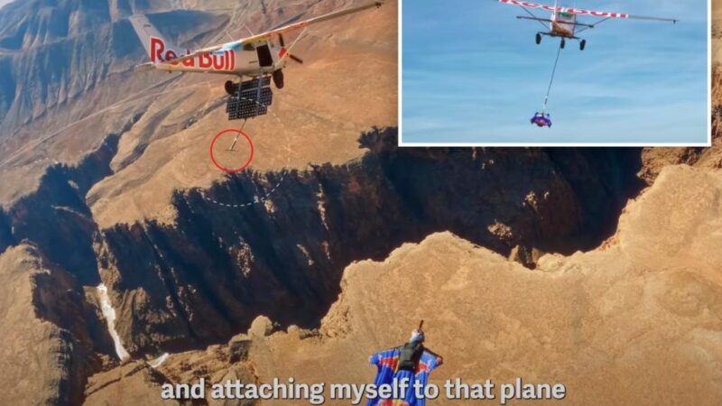 German daredevil becomes first person to achieve extreme skydiving stunt over Grand Canyon — see the heart-pounding video