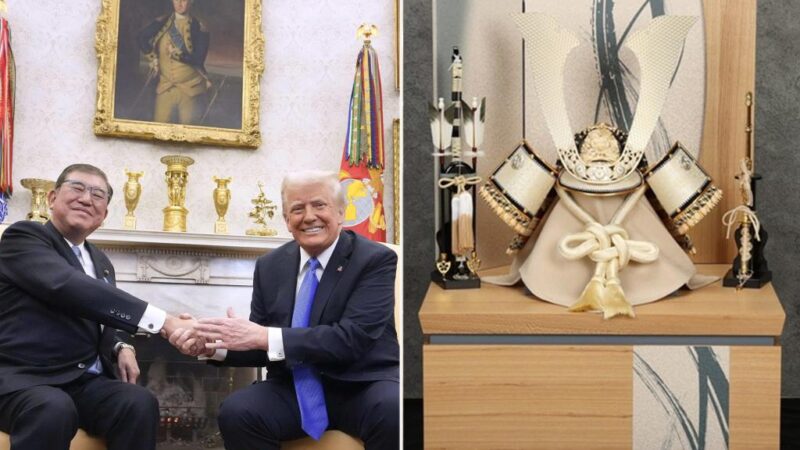 Japanese PM Shigeru Ishiba gifts Trump a golden samurai helmet