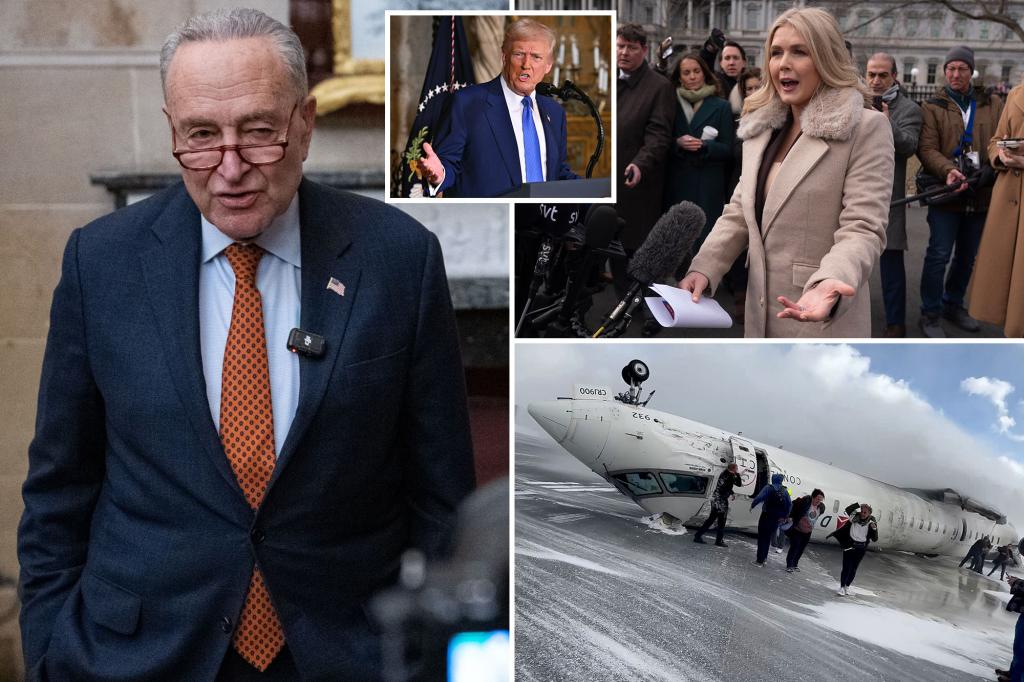 Karoline Leavitt blasts ‘irresponsible’ Chuck Schumer for blaming Delta plane crash on Donald Trump