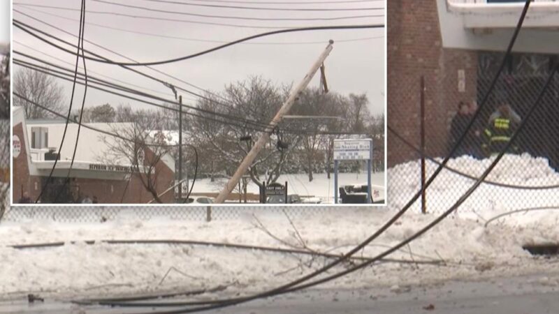 LI snowplow crashes into utility pole, sparking fire at nearby ice rink